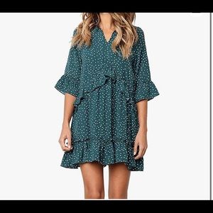 Ruffle Sleeve,Polka Dots Dress